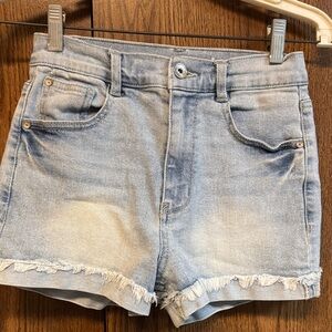Wallflower Light Blue Frayed Jean Shorts